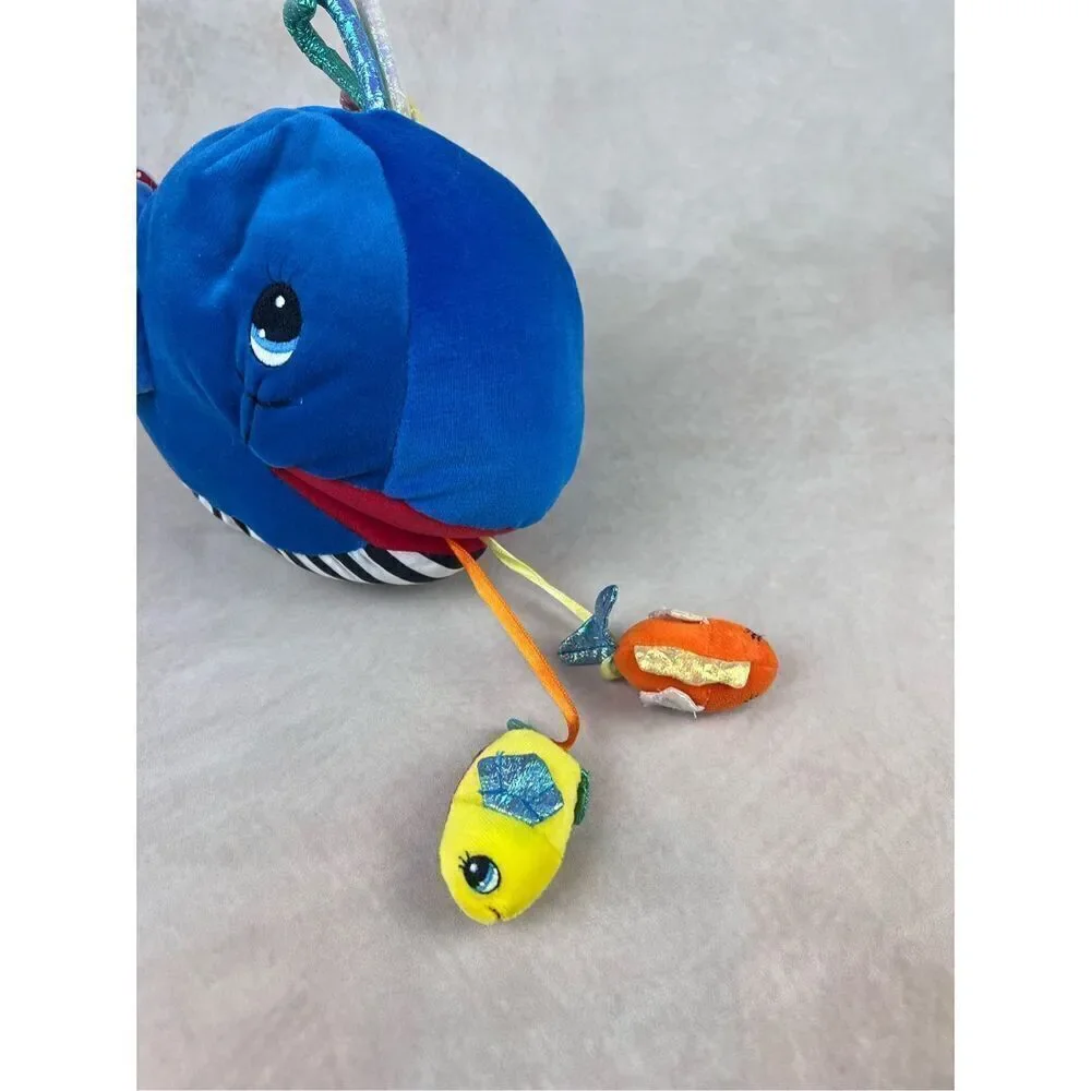 Vintage Love n Care Stuffed Plush Whale Fish Colorful Rattle Toy Green Red Blue